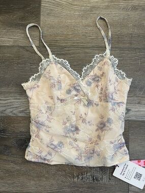 Cider cream Floral Lace-Trim Cami NWT size XS